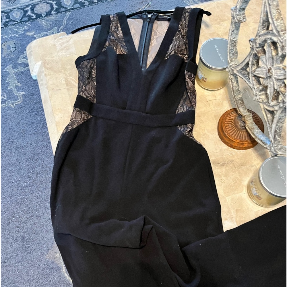 BCBG Black lace jumpsuit size 4 wide leg